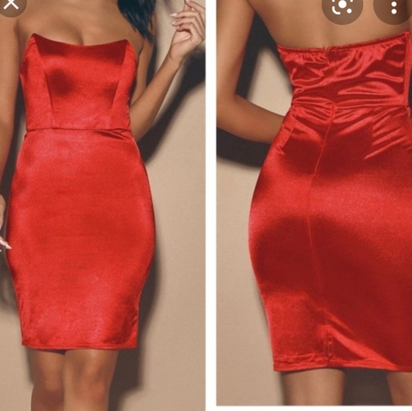 Lulus Malory Strapless Satin Cocktail Dress M NWT - Picture 3 of 8
